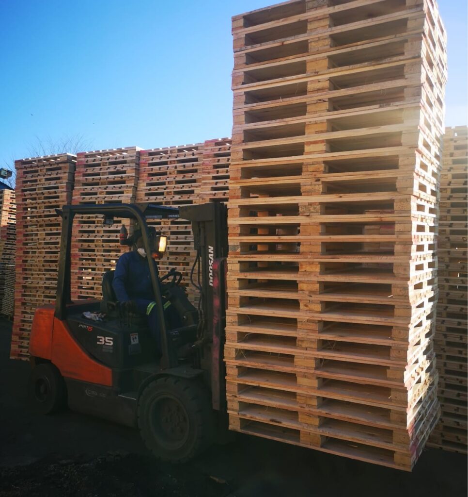 pallets on forklift